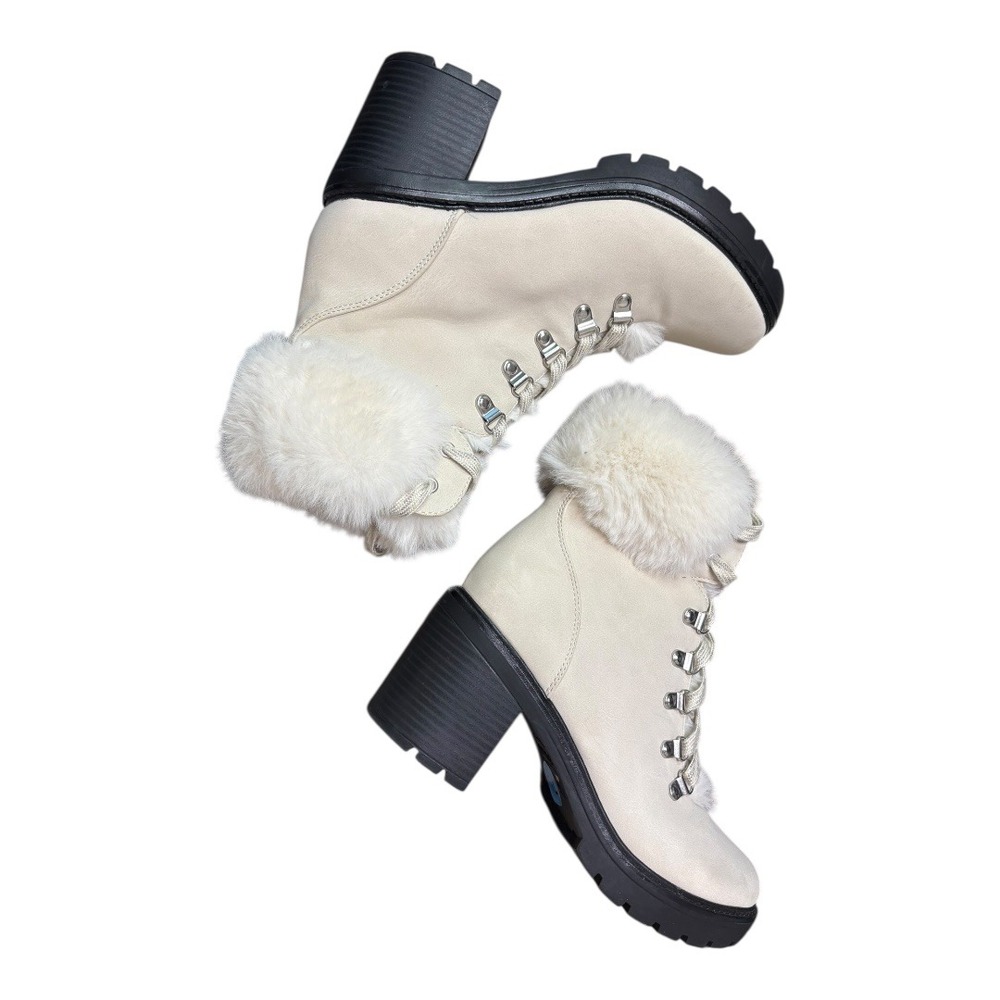 Espirit Womens Ember Winter White sz 7.5 Chunky HIking Combat Vegan Boots!